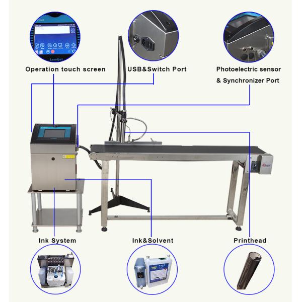 Food Packages Leadjet Inkjet Printer / Expiry Date Coding Machine With Samrt Cartridge