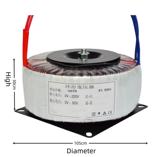 100W Toroidal Audio Power Transformer 115V-240V to 6.3V-24V