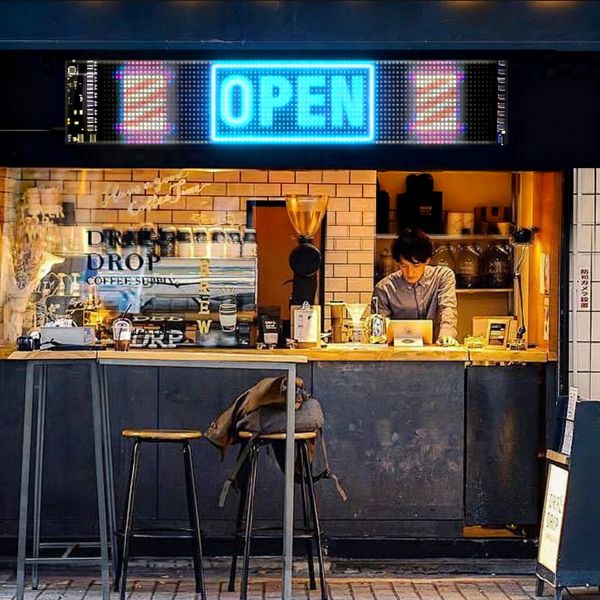 Scrolling Huge Bright Advertising LED Signs, 23.4''x4.7'' Flexible Custom USB 5V Bluetooth APP Control Text Pattern Animation Programmble LED Sign for