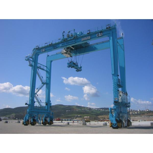 Rubber Tire Double Girder Container Gantry Crane With Telescopic Spreader