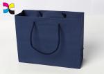 Durable Printed Paper Carrier Bags With Twisted Handles Blue Color