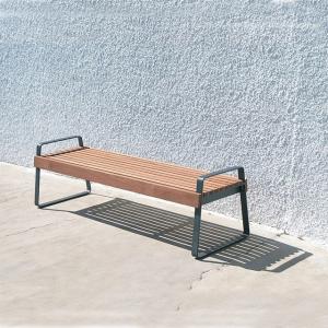 Modern Outdoor Public Seating wooden bench chair 2 Seater Steel wood Bench
