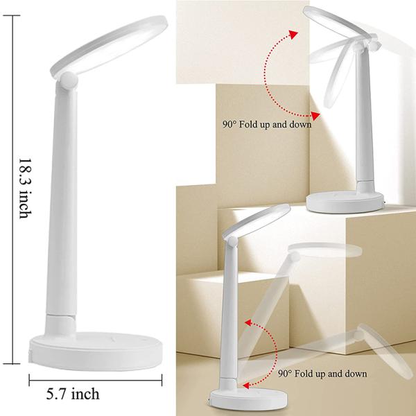 10W 46.5cm Smart Touch Stepless LED Desk Lamp With 3 Color