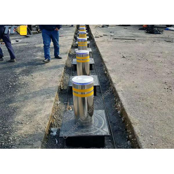 Hydraulic Main Gate Entrance Exit Bollards 360mm AC220V Electrostatic Spraying 3.5s Speed