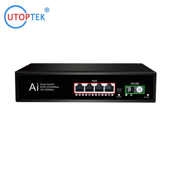 Buy 4x10/100M POE+1xFiber SC 20km IEEE802.3af/at POE power ethernet switch for CCTV IP Camera Network switch at wholesale prices