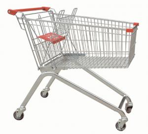Quality Powder Coating Supermarket Shopping Trolley Cart , 4 Wheel Metal Shopping Carts for sale
