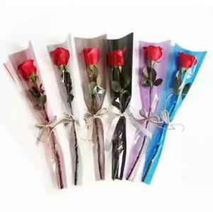 China Transparent Opp Single Rose Bouquets Flower Sleeve Packaging Gravure Printing on sale