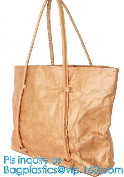 washable paper tote bag,hot sale washable paper tote bag, Brown washable kraft paper shopping bag,foldable washable kraf