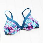 Female Blue Printed Padded Cotton Bras 32f 38a for office Lady