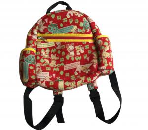 Quality Red zipper neoprene children backpack with one main roomy pocket and a small front pocket,cute animal pattern on outside for sale