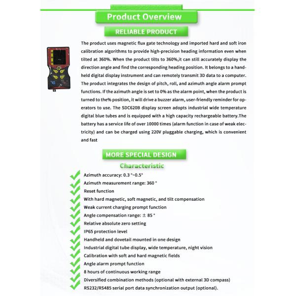 360° Measuring Range UBSDC-232Y High-Precision Digital Display Three-Dimensional Gyroscope North Finder