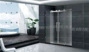 Quality Economic Double Sliding Glass Shower Doors Frameless With Stainless Steel Accessories for sale