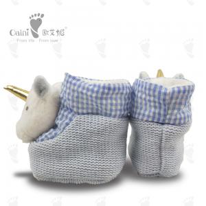 China Safty Soft Infant Warm Shoes Blue Cute Unicorn Shoes Plush Animal on sale