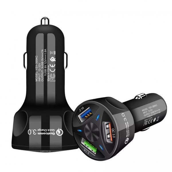 Factory Wholesale Customized new 2020 3-port New Arrival fast charge QC 3.0 smart Car Charger with 3 USB Outputs
