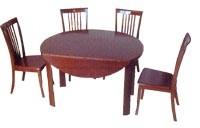 Modern  Cherry Veneer Restaurant Round Table With Chair Set , Dining Room Tables