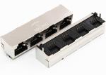 1 * N RJ45 Multiple Port Connectors , Right Angle Tab Up RJ45 Multiport