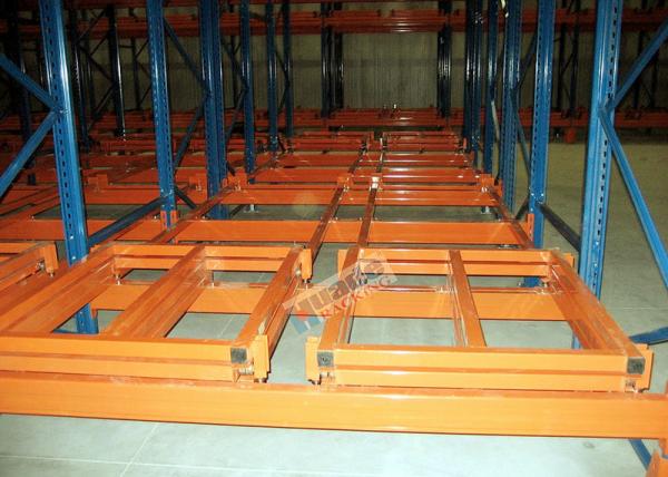 Buy Industrial Push Back Rack Galvanised Pallet Racking Single Pallet Per Level at wholesale prices