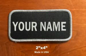 Quality Custom (Personalized) Embroidered Name Patch Embroidery Name Tag Black/Grey for sale