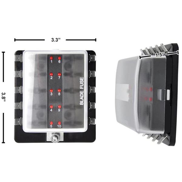 10 Way Blade Fuse Blocks ATO 125g Trike Fuse Holder With Cover