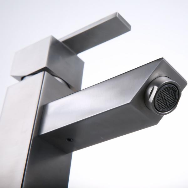 Stainless steel deck mount single hole basin faucet