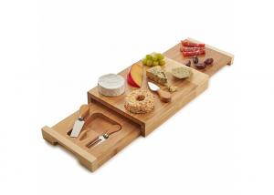 China Non Toxic Bamboo Cheese Board Set Cutlery Set With With Drawer And Platter on sale