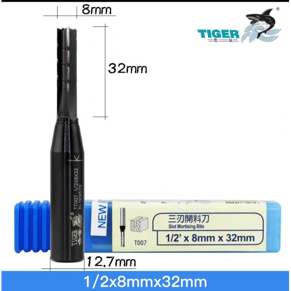 Tiger 1 /2*6mm*22mm Three Blade Woodworking Straight Blade T007 Carving Machine Slotting Woodworking Milling Cutter