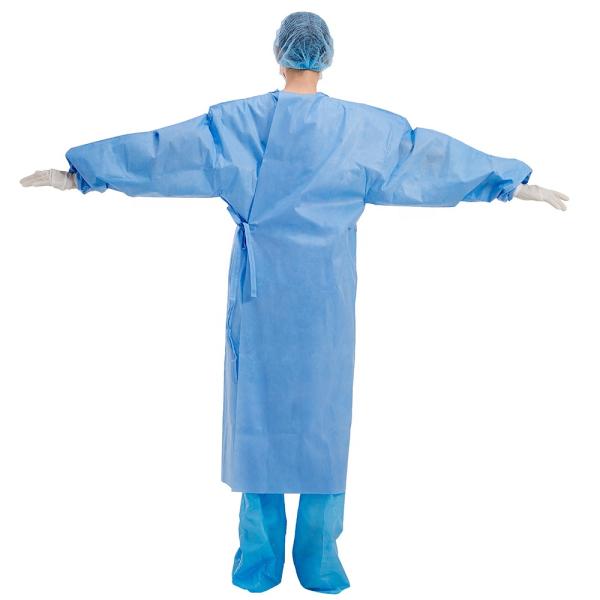 Sterile 25GSM Disposable Medical Clothing , Blue Disposable Isolation Gowns
