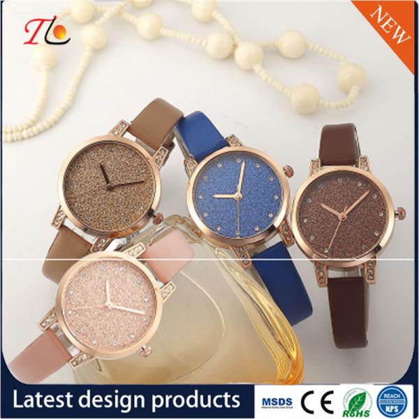 Buy wholesale customization Pu watch  alloy case  quartz watch fashion watch Colorful leather band Shining diamond ladywatch at wholesale prices