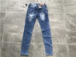 Mid Mottled Wash Stretch Knit Denim Jeans With Matt Silver Trim TW78484