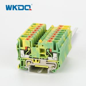 Quality JPT 6-PE Phoenix Push In Terminal Block Connector PT Feed Through Grounding Protective PE Modular Green and Yellow for sale