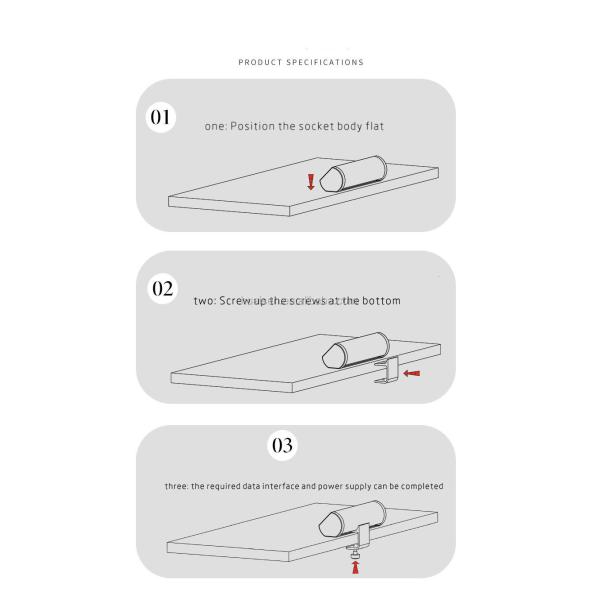 Table Edge Mounted Desktop Clamp Power Strip Socket 230V Brushed Copper