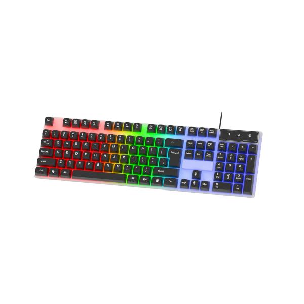 104 Keys Full-size Gaming Keyboard easy To Carry Cool LED Rainbow Backlight All FN+F1-F12 Keys