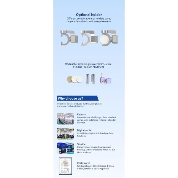 Integrated Dental Milling Machine 800W 5 Axis Dental Lab 0.02mm Accuracy dual processing