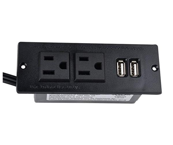 Buy US standard UL certified embedded desktop power hub dual USB socket conference table power hub at wholesale prices