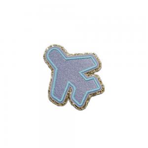 China Plane Shape Glitter Iron On Patches Merrowed Border For DIY Bags on sale