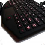 Red LED emergency military computer keyboard with enclosed touchpad for portable