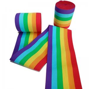 China 9.5cm Striped Nylon Webbing Rainbow Elastic Band Woven Colorful on sale