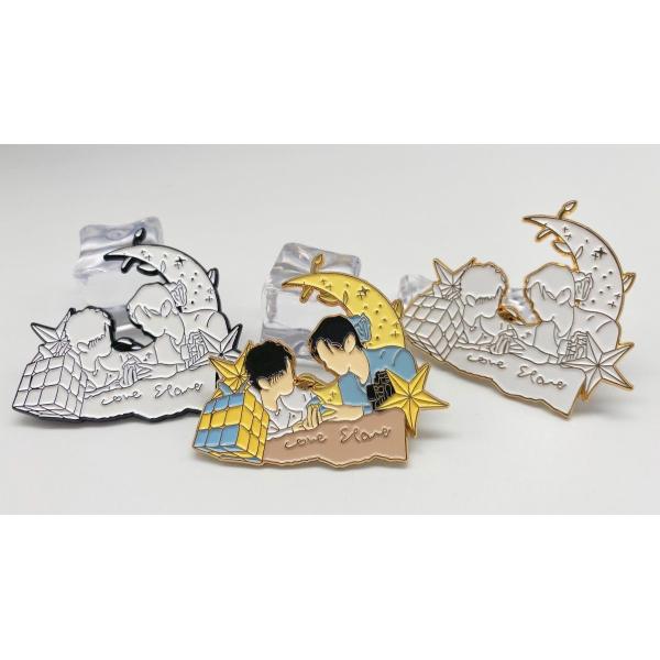 Blue Offset Printing Personalized Lapel Pins 3D Company Logo Pins