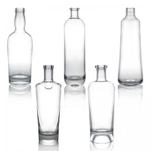 China Base Material Glass Customized 500ml 700ml 750ml Super Flint Round Clear Glass Bottle on sale