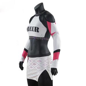 China Custom Rhinestones Ccheerleading Apparel , Sublimated Cheerleading Uniforms on sale