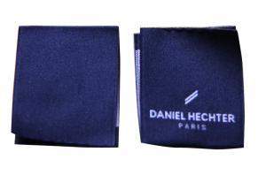 Quality Custom Made Blue Embroidered Cotton Woven Labels For Clothing / Hats / Gloves for sale