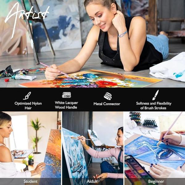 Cumtomized Pink Color Artist Paint Brush Set , Acrylic Oil Watercolor Paint Brushes Set