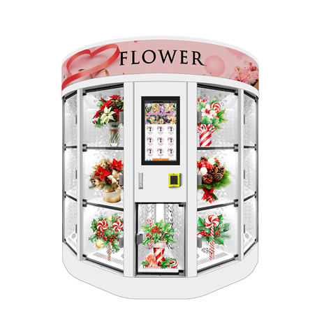 Haloo Fresh Flower Vending Machine White 13 Locker Big Bouquet Hot Selling for Shopping Mall Credit Card Payment System