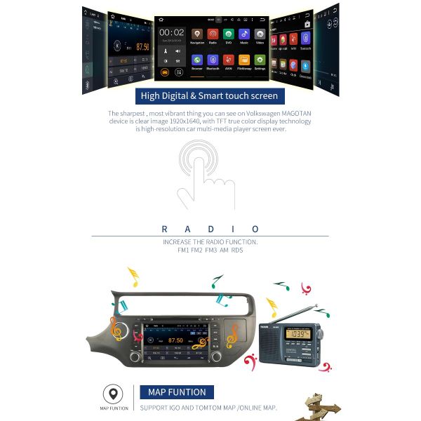 PX3 4core Android Car DVD Player Navigation DVD Player For KIA RIO With Mirror Link