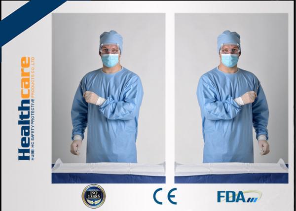 Buy Blue Disposable Surgical Gowns Sterile Reinforced Knitted Wrists Gowns ISO CE FDA Approved at wholesale prices