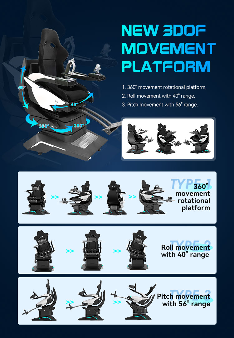 1100W Virtual Reality Flying Simulator Machine VR Monitor For Logitech X52 Joystick 9D