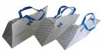 White and Blue 85gsm Nonwoven Fabric Carrier Bags With Matt Coated,White Piping