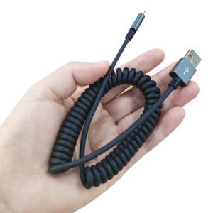 0.56ft Coiled USB 2.0 To Micro USB Cable , TPU USB Data Cable Cord