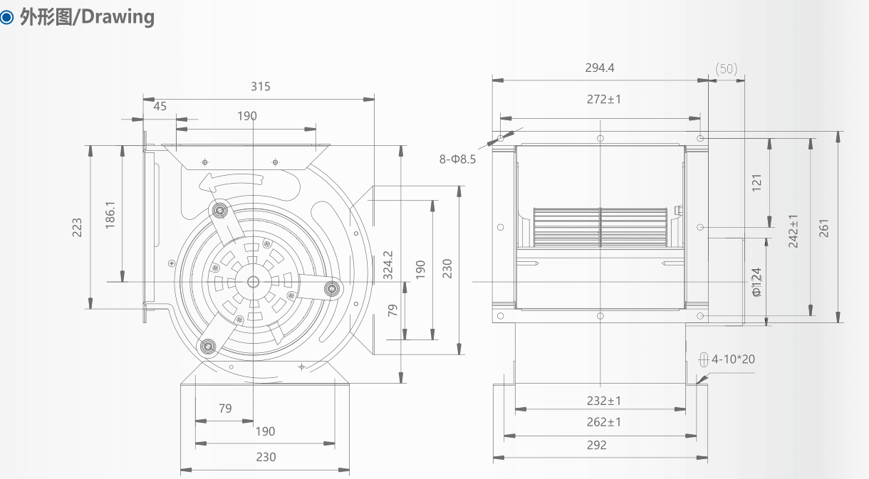90W Air Conditioning Asynchronous AC Centrifugal Blower Fan
