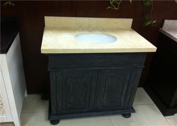 Buy Absolute Black Bathroom Vanity Cabinet With Sunny Beige Marble Top at wholesale prices